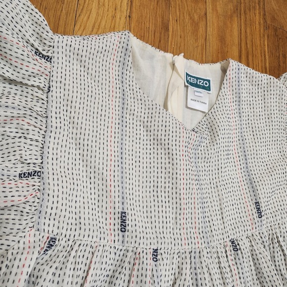 Kenzo Kids Flutter Sleeves Little House On The Prairie Dress Gray Size 12A 150 - Picture 5 of 14